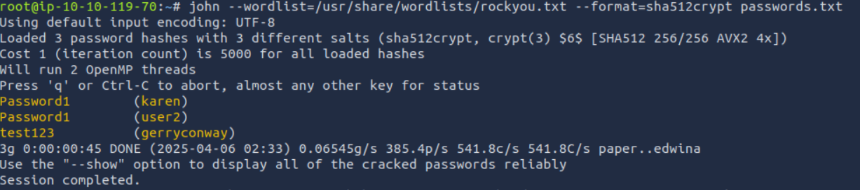 Cracked Passwords